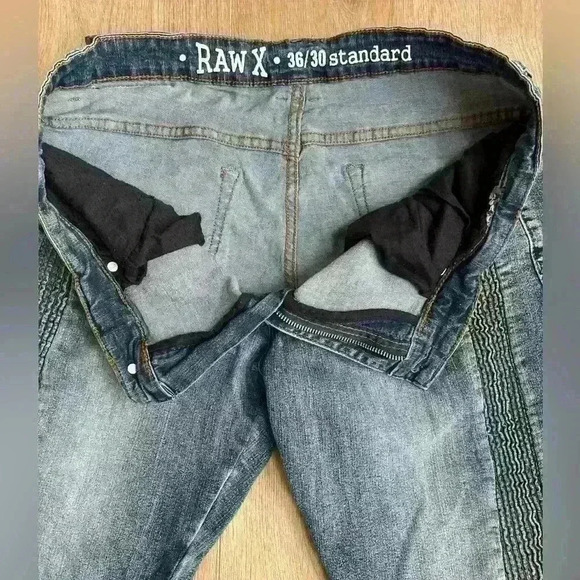 RawX Jeans Mens 36x30 Standard Y2K Denim Jeans Frayed Edge Decorative Stitch - Picture 5 of 14